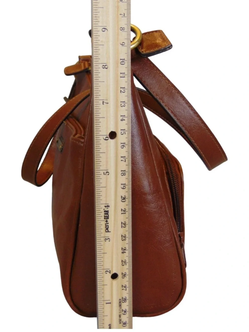 Vintage John Romaine Leather Crossbody Bag Brown Brass Shoulder Purse